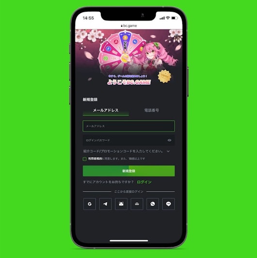 Bc game registration step2