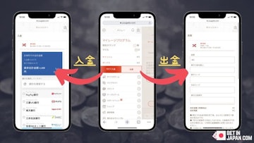 Smart phone mock ups of bookmaker deposit and withdrawal menu